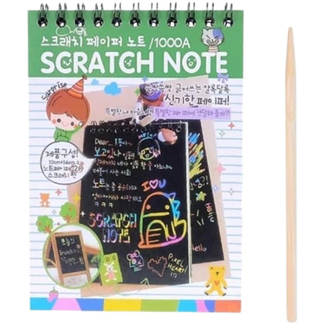 Caiet Cu Fise Razuibile Diy Magic Scratch, 12 File, Curcubeu, Creion Din Lemn, Cartonase Negre, 14.5 X 10 Cm - vivimall.ro