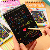 Caiet Cu Fise Razuibile Diy Magic Scratch, 12 File, Curcubeu, Creion Din Lemn, Cartonase Negre, 14.5 X 10 Cm - vivimall.ro