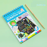 Caiet Cu Fise Razuibile Diy Magic Scratch, 12 File, Curcubeu, Creion Din Lemn, Cartonase Negre, 14.2 X 9.8 Cm, Baby Blue - vivimall.ro