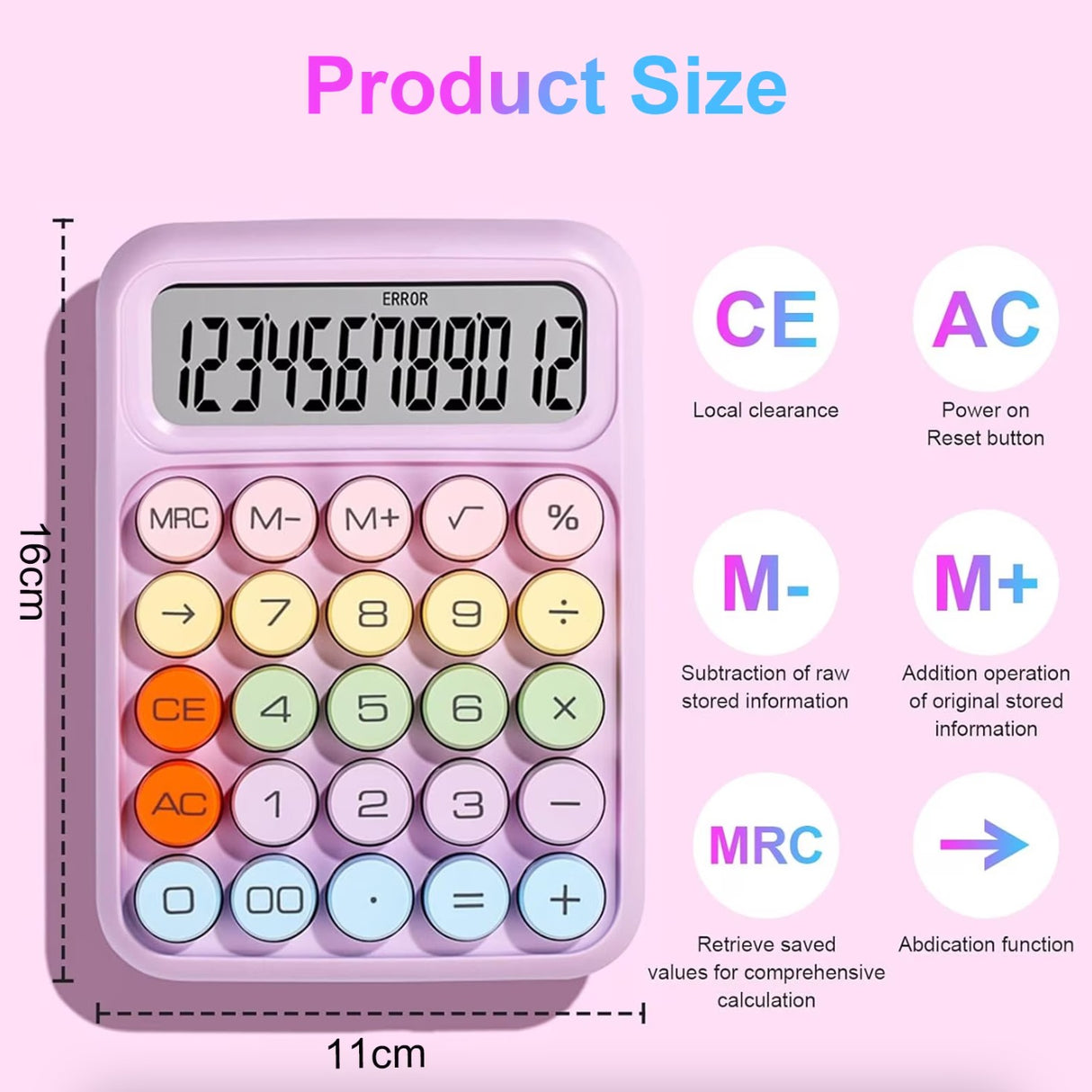 Calculator Electronic pentru Copii, Flippy, Calculator Dragut pentru Scoala Primara, Ecran mare 12 digits si Tastatura Mecania, 16 x 11 x 2 cm, Roz - vivimall.ro