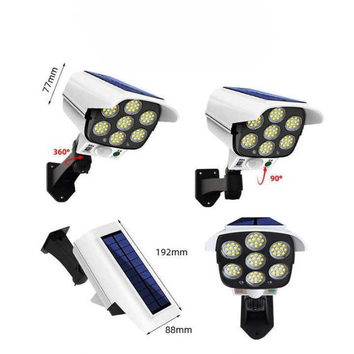 Camera De Supraveghere Falsa, Incarcare Solara, 77 Led-Uri, Senzor De Miscare - vivimall.ro