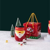 Cana Ceramica tematica Mos Craciun Vivimall, 430 ml, capac tip oglinda, ambalaj cadou inclus, fete random, 8 x 11.5, rosu - vivimall.ro