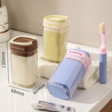 Cana Multifunctionala pentru Voiaj, Vivimall, cu Functii de Depozitare si Suport Articole Igiena Dentara, 13 x 6.8 x 6 cm, Galben - vivimall.ro