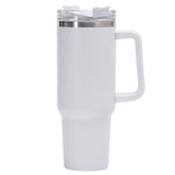 Cana Termos din Plastic, pentru Bauturi Calde si Reci, cu Maner, 9.9x9.9x27 cm, Alb - vivimall.ro