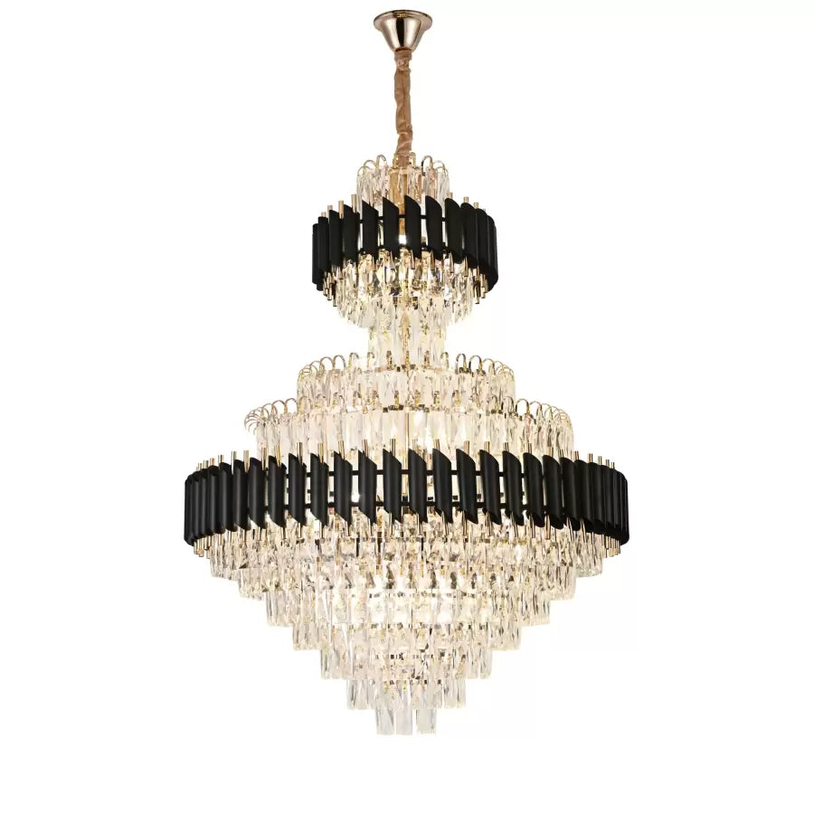 Candelabru Cristal Versailles Supremo Reale 20Xe27, Diametru 80Cm X Inaltime 110Cm, Lucios Si Negru - vivimall.ro