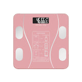 Cantar Electronic Inteligent De Baie Vivimall Cu Aplicatie Smart, Corporal, Ecran Digital Iluminat, Termometru, Suporta Maxim 180 Kg, 26 x 26 cm, Baterii, Roz - vivimall.ro