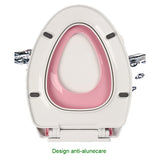 Capac De Toaleta Cu Reductie 3 In 1, Pentru Copii +3 Ani Si Adulti, Coborare Lenta Si Silentioasa, Instalare Usoara, Din Pp5, In Forma De U, Alb/Roz - vivimall.ro