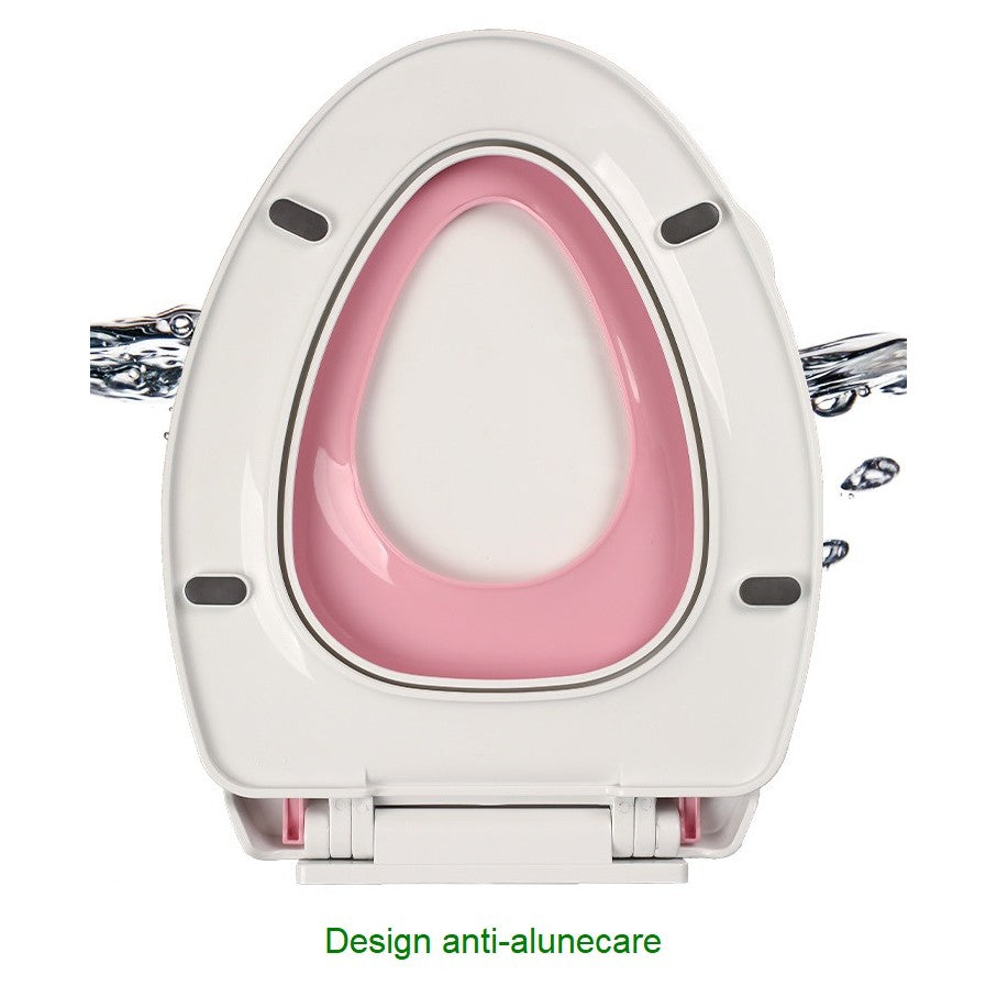 Capac de Toaleta cu Reductie 3 in 1, Vivimall, pentru Copii +3 Ani si Adulti, Coborare Lenta si Silentioasa, Instalare Usoara, din PP5 , in Forma de U, Alb/Roz - vivimall.ro