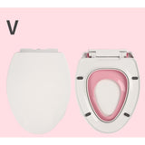 Capac de Toaleta cu Reductie 3 in 1, Vivimall, pentru Copii +3 Ani si Adulti, Coborare Lenta si Silentioasa, Instalare Usoara, din PP5 , in Forma de V, Alb/Roz - vivimall.ro