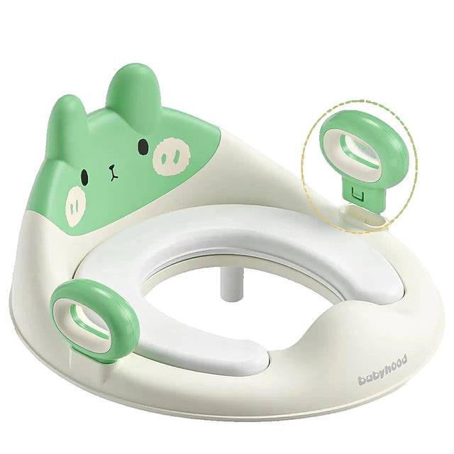 Capac WC cu Reductie, Vivimall, pentru Copii, cu Manere, Model Ursulet, Plastic Durabil, Verde - vivimall.ro