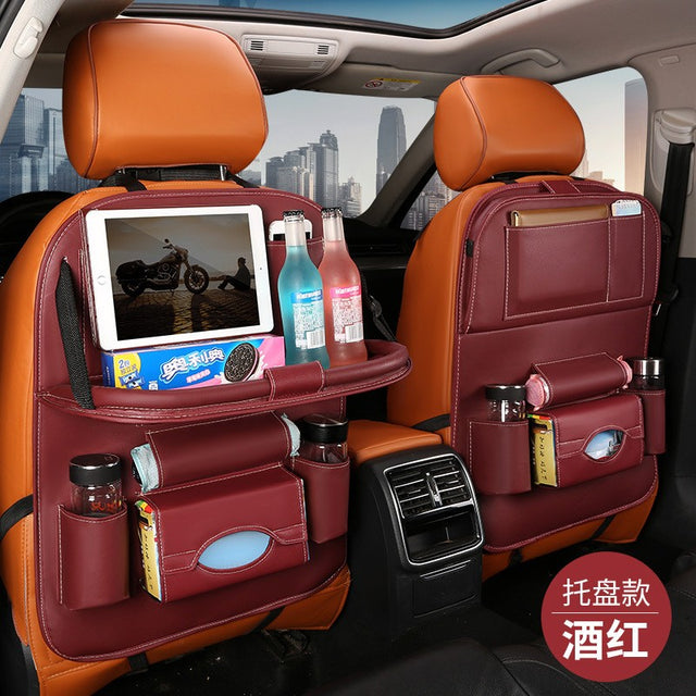 Car seat/child seatback storage bag - Color: Burgundy [Tray Style] - vivimall.ro