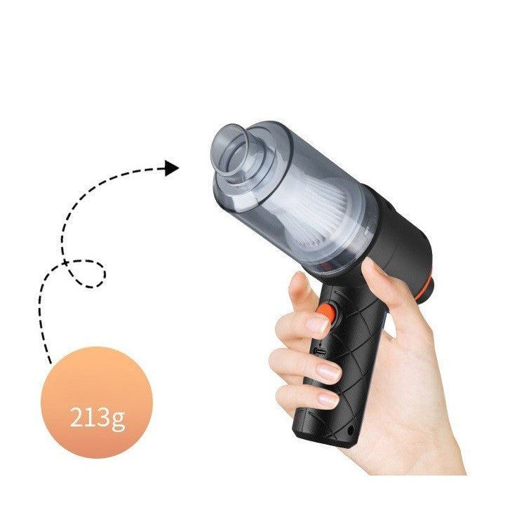 Aspirator Portabil fara Fir, Vivimall, Tip Pistol 2 in 1, Suflare si Aspirare, Incarcare USB, Pentru Casa si Masina, Autonomie 30 min, Negru - vivimall.ro
