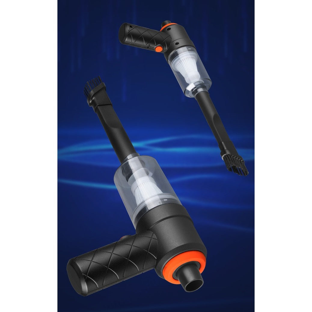 Aspirator Portabil fara Fir, Vivimall, Tip Pistol 2 in 1, Suflare si Aspirare, Incarcare USB, Pentru Casa si Masina, Autonomie 30 min, Negru - vivimall.ro