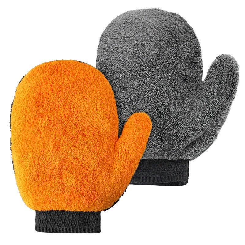 Manusa pentru Spalarea Masinii, Vivimall, Microfibra, Moale, Doua Fete, Umeda sau Uscata, Fara Zgariere, 25x20cm, Portocaliu-Gri - vivimall.ro