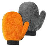 Manusa pentru Spalarea Masinii, Vivimall, Microfibra, Moale, Doua Fete, Umeda sau Uscata, Fara Zgariere, 25x20cm, Portocaliu-Gri - vivimall.ro