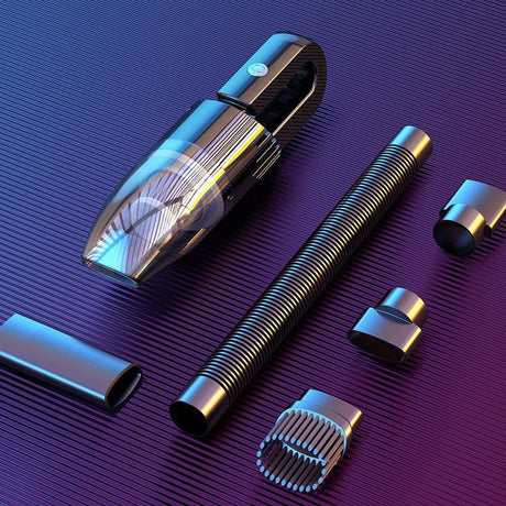 Aspirator Auto cu Incarcare Wireless, Vivimall, Aspirator Vacuum pentru Masina Casa, cu dubla utilizare, Putere 120W, 30 x 7.5 x 7.5 cm, Negru - vivimall.ro