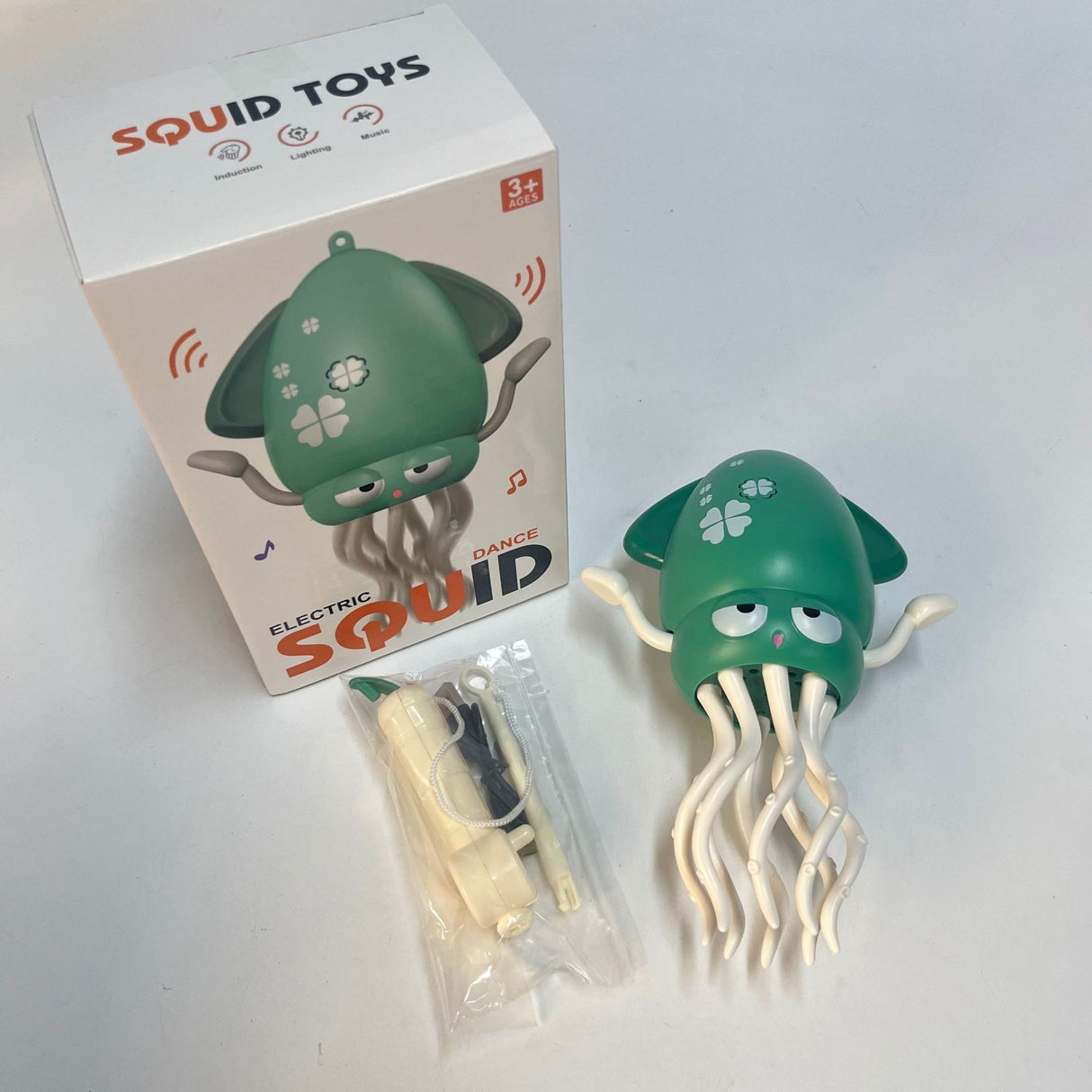 Caracatita Dansatoare, Flippy, +3 Ani, 3 Moduri, din ABS, Incarcare USB, cu Undita Inclusa, 12.6 x 7.6 x 20.7 cm, Verde - vivimall.ro