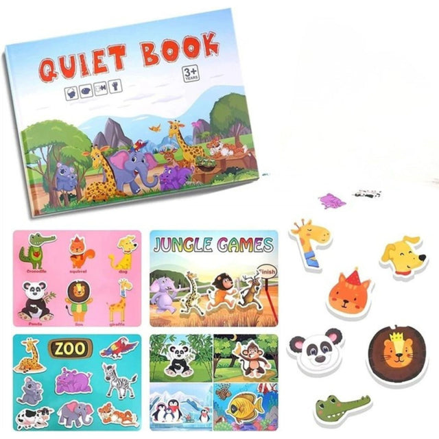 Carte Educativa cu Stickere Reutilizabile, Flippy, Quiet Book Senzoriala cu Pagini Interactive, Puzzle, Joc Montessori, Seria ''Lumea Animalelor'', Dezvolta Motricitatea Fina si Logica, Quiet Book pentru Invatare Timpurie, 3 ani, Multicolor - vivimall.ro