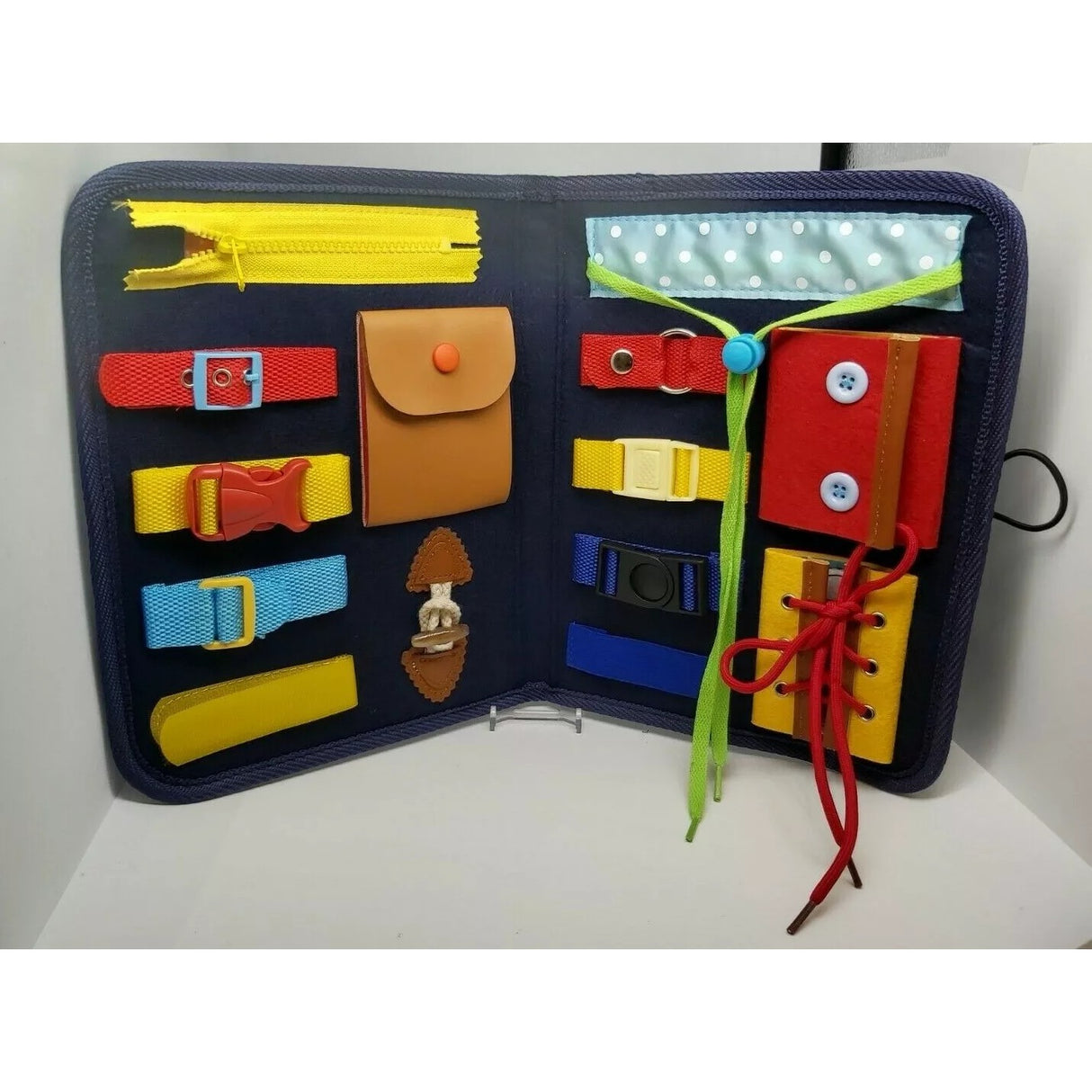 Carte Senzoriala Educativa Montessori, Vivimall, Dezvoltare Abilitati Motorii, 2 Pagini, 28x22x3 cm, Albastru - vivimall.ro