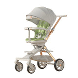 Carucior Sport Vivimall 3in1, 6-36 Luni, Pliabil, Tavita pentru Masa, Pat de Dormit, Centura de Siguranta, Roti 360 Grade, Reversibil, Parasolar, Maner Reglabil, 64 x 35 x 100 cm, Gri/Verde - vivimall.ro