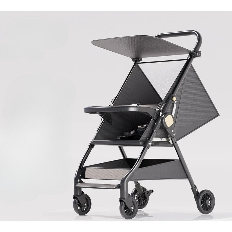 Carut Pliabil, Vivimall, Usor, Compatibil cu Avionul, de Plimbat/Dormit, Parasolar, Cutie Depozitare, Tabla de Masa, 93 x 70 x 40 cm, Negru - vivimall.ro