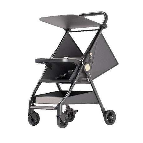 Carut Pliabil, Vivimall, Usor, Compatibil cu Avionul, de Plimbat/Dormit, Parasolar, Cutie Depozitare, Tabla de Masa, 93 x 70 x 40 cm, Negru - vivimall.ro