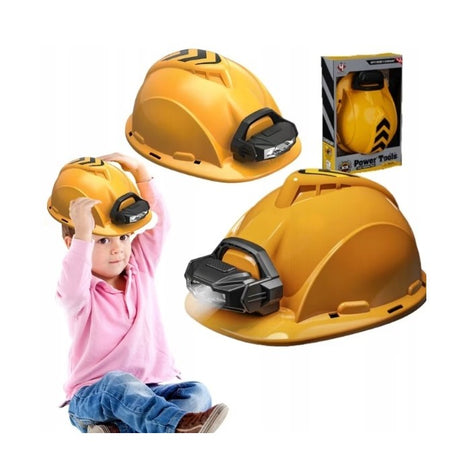 Casca Protectie cu Lanterna de Jucarie pentru Copii, Vivimall, Material Plastic, Interactiv, Distractiv, 29.5x19.5x6.5 cm, Portocaliu - vivimall.ro