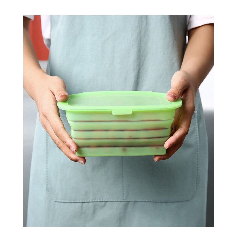 Caserola Din Silicon, Pliabila, 1L, 18.8 X 8 X 11.5 Cm, Rezistenta Temperaturi Extreme, Verde - vivimall.ro