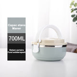 Caserola pentru alimente Vivimall, lunch box, 700 ml, otel inoxidabil, maner, valva aerisire, inchidere etansa, 15 x 8.5 cm, albastru - vivimall.ro