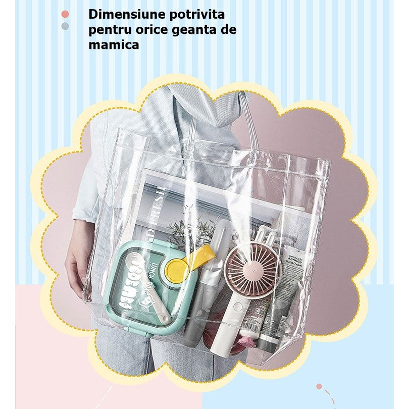 Caserola pentru copii Vivimall, lunch box, 750 ml, doua boluri, lingura, foarfeca din plastic, rezistenta la scurgeri, Roz - vivimall.ro