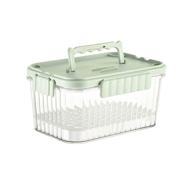 Caserola portabila pentru mancare fresh Vivimall, 1500 ml, 2 furculite,10 x 13.5 x 20 cm, 2 capace detasabile pentru congelator, etans, spatiu pentru tacamuri, maner, material plastic, rezistent la temperaturi ridicate, transparent - vivimall.ro