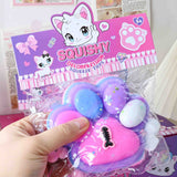 Jucarie Antistres Squishy, Flippy, cu Revenire Lenta, Model Labuta de Pisica, cu Pestisor, 220g, 12.5 x 10.5 cm Squeeze Pinch Family, Ambalaj Transparent, Roz-Multicolor - vivimall.ro