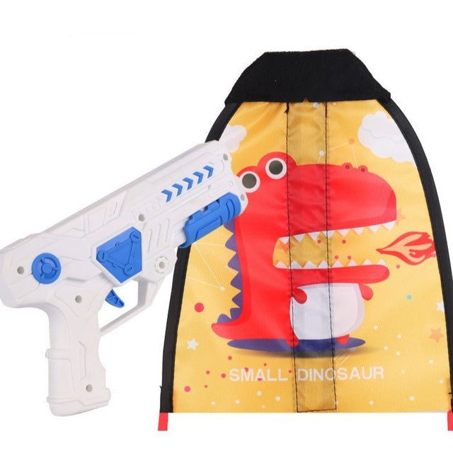 Set 2 Piese Jucarie Interactiva, Vivimall, Pistol de Catapultare + Zmeu, din Plastic si Panza, +8 Ani, Impermeabil, Model Dragon cu Flacari, Multicolor - vivimall.ro