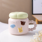 Cana pentru Copii, Vivimall, din Portelan, print Figurine Animalute, Model CUTE, Cana cu Capac, Ceasca pentru Cafea, Ceai, 400ml Roz - vivimall.ro