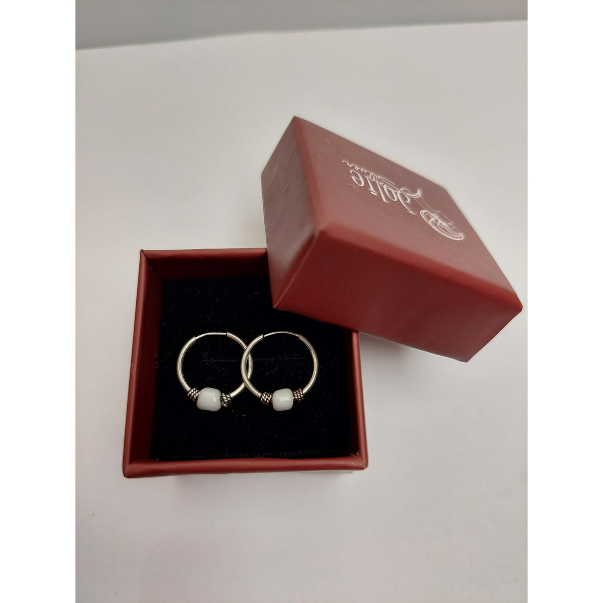 Сребърни обеци 925 креолски 12 мм с камък А, Jolie Silver, 0.8G