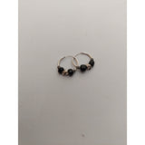 Сребърни обеци 925 креолски 12 мм с черни камъни, Jolie Silver, 1.2G