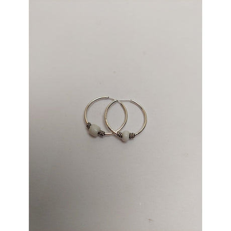 Cercei Argint 925 Creole 15 mm cu Piatra Alba, Jolie Silver, 0.9g, 2 cm x 1.3 cm - vivimall.ro