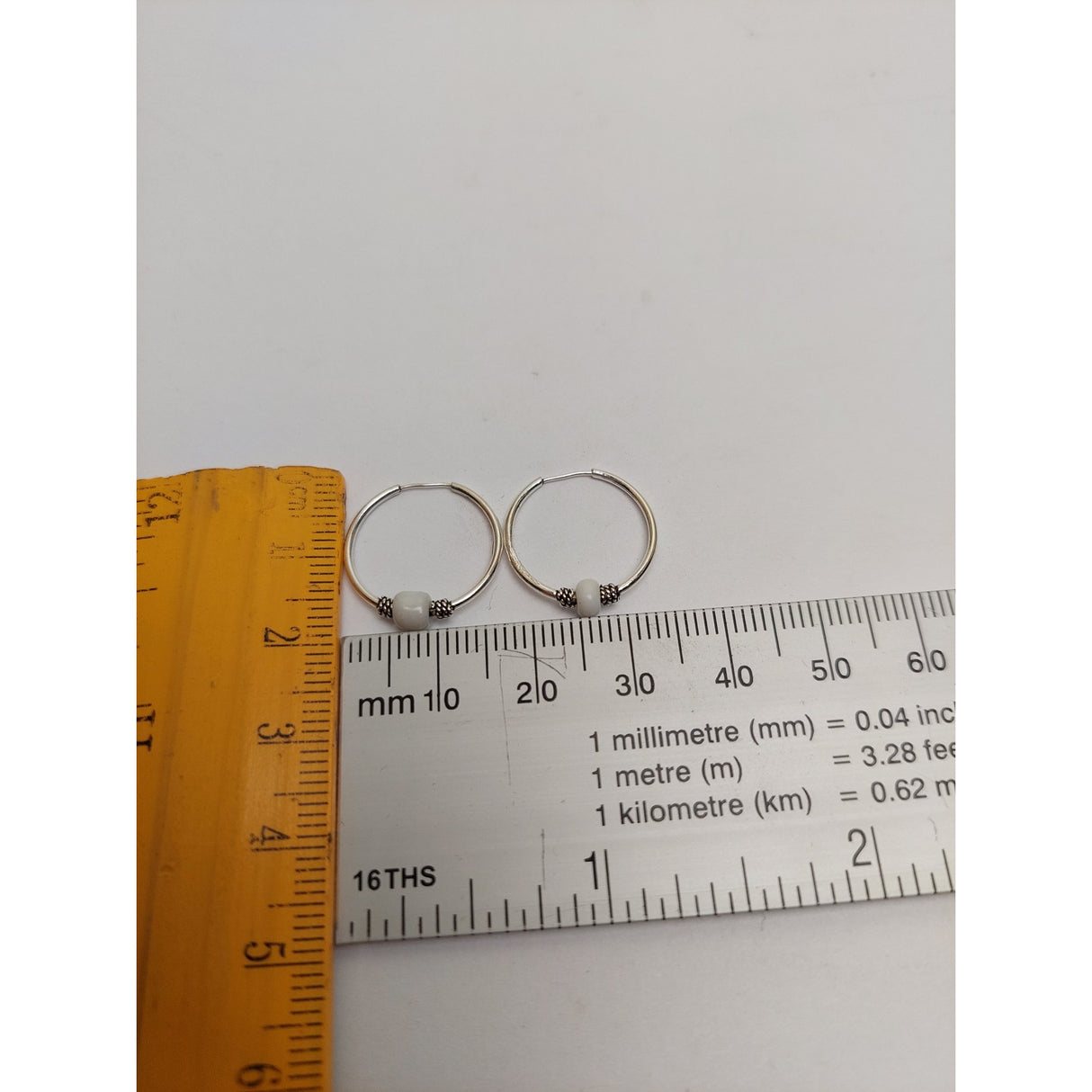 Cercei Argint 925 Creole 15 mm cu Piatra Alba, Jolie Silver, 0.9g, 2 cm x 1.3 cm - vivimall.ro