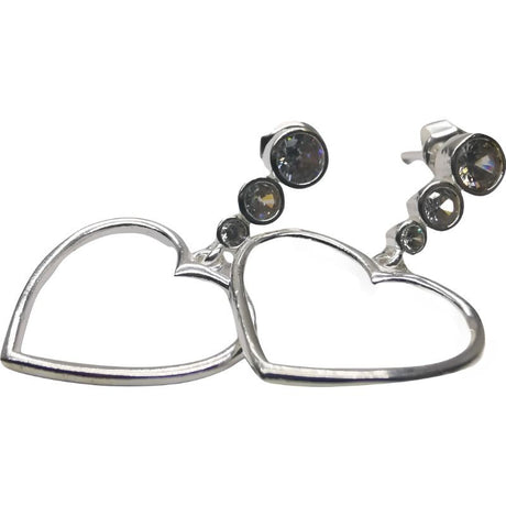 Cercei Argint 925 Inima Contur cu Trei Pietre - vivimall.ro