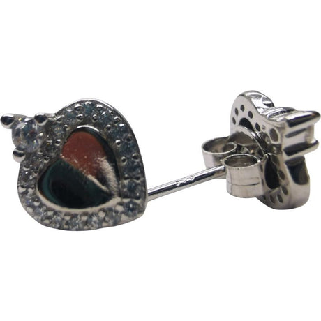 Cercei Argint 925 Inimioara cu o Piatra si Minizirconii - vivimall.ro