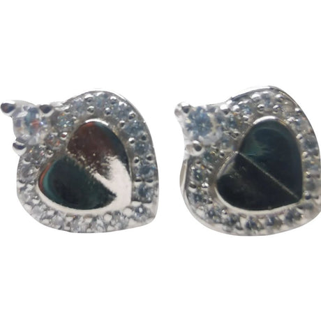 Cercei Argint 925 Inimioara cu o Piatra si Minizirconii - vivimall.ro