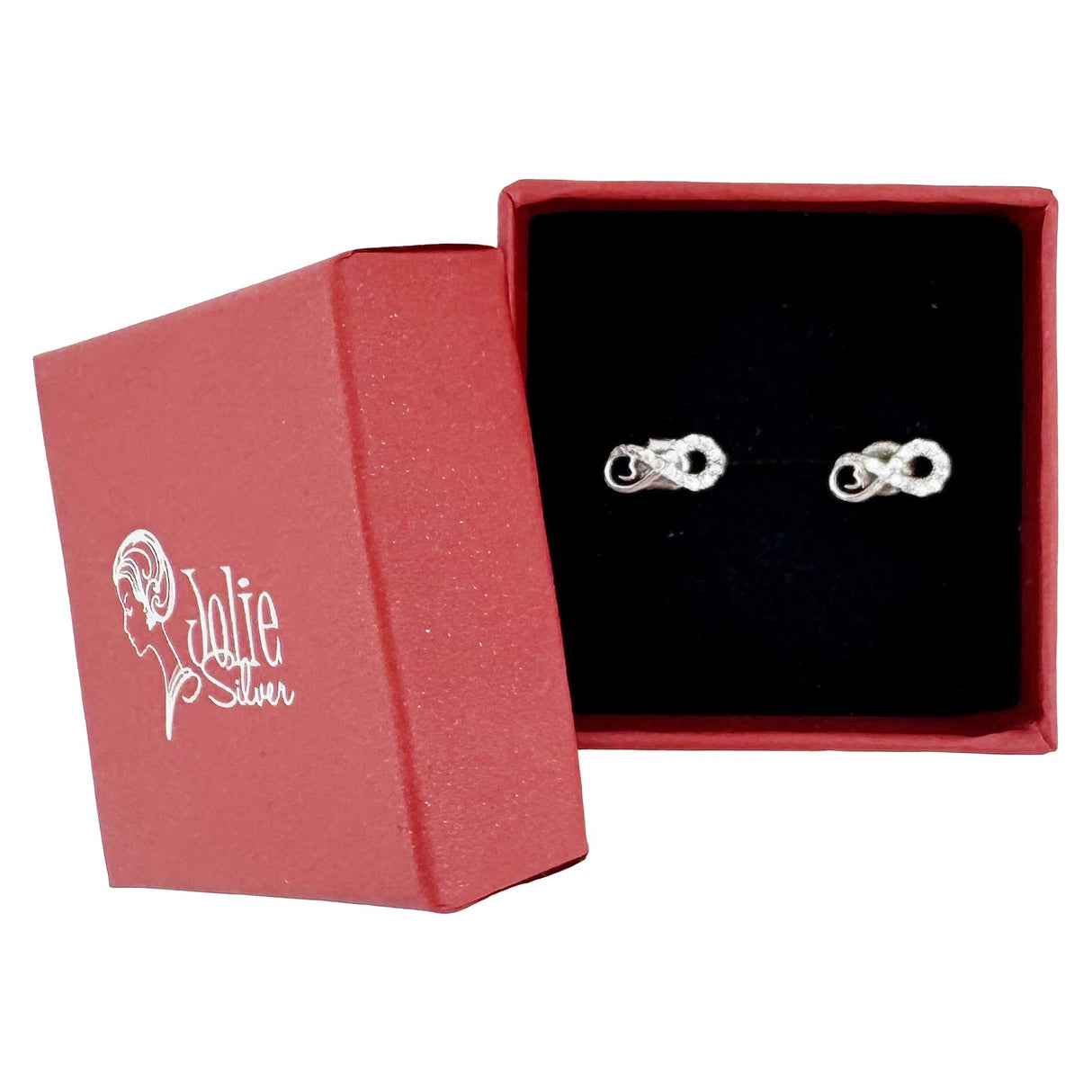 Cercei Dama Copii, Jolie, Argint 925, Model Infinit cu Pietricele, 1.5 g, Argintiu - vivimall.ro