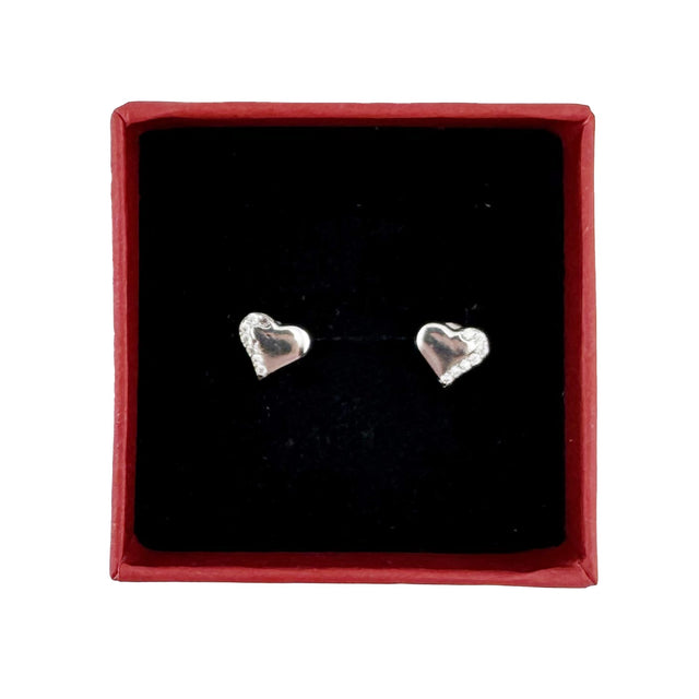 Cercei Dama Copii, Jolie, Argint 925, Model Inima cu Pietricele, 1.5 g, Argintiu - vivimall.ro