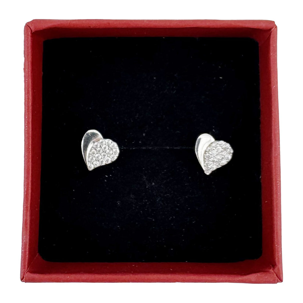 Cercei Dama Copii, Jolie, Argint 925, Model Inimioara cu Pietricele, 1.5 g, Argintiu - vivimall.ro