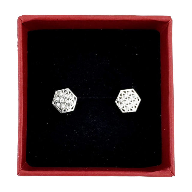 Cercei Dama Copii, Jolie, Argint 925, Model Romb cu Pietricele, 1.5 g, Argintiu - vivimall.ro