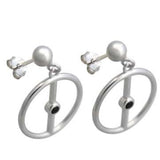 Cercei din Argint 925, model Cerc cu Onix - vivimall.ro