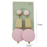 Cercei Dama de Primavara, Jolie, Model Forme Geometrice, Eleganti si Moderni, 7 x 2 cm per unitate, Galben/Roz - vivimall.ro