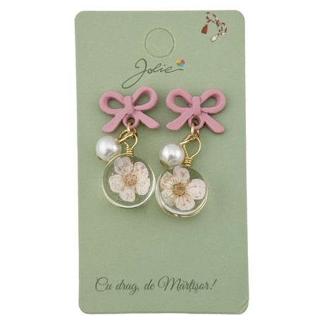 Cercei Dama de Primavara, Jolie, Model Floare in Glob, Eleganti si Moderni, 3 x 1 cm per unitate, Roz - vivimall.ro