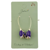 Cercei Dama de Primavara, Jolie, Model Flori Iris, Eleganti si Moderni, 7 x 1 cm per unitate, Mov - vivimall.ro