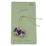 Cercei Dama de Primavara, Jolie, Model Flori Iris, Eleganti si Moderni, 7 x 1 cm per unitate, Mov - vivimall.ro